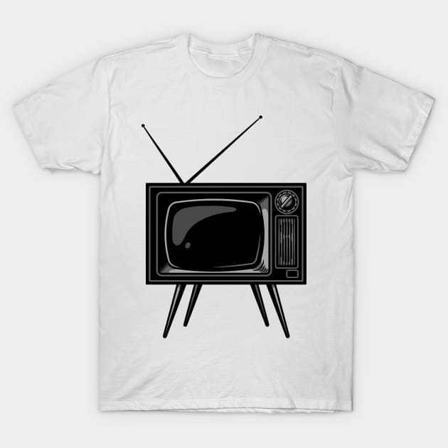 Black Retro TV T-Shirt by Islanr